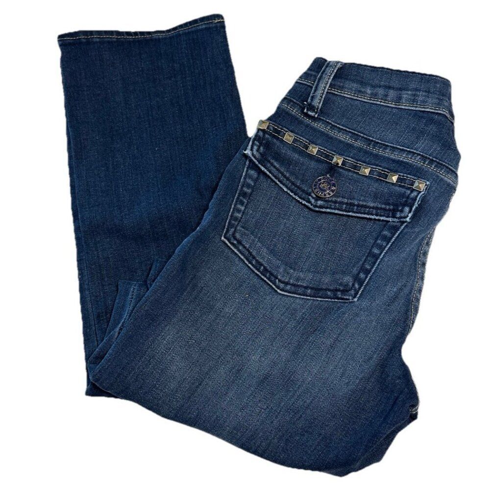 ROCK & REPUBLIC Denim Blue Jeans Kendall Sz 2 X25.5” L Flap Pockets Straight Leg